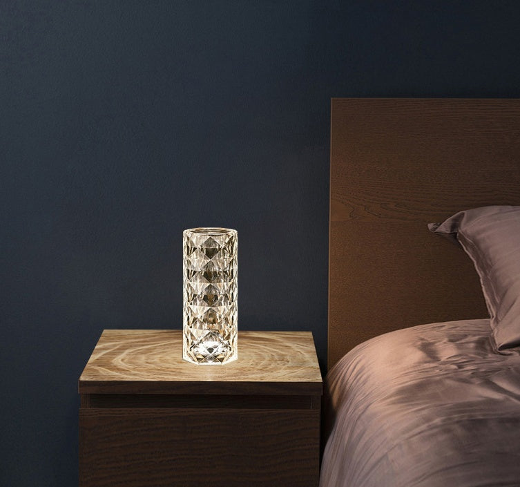 Nordic Crystal USB Table Lamp | Touch Dimming Diamond Night Light & Rose Projector – Noor Mart