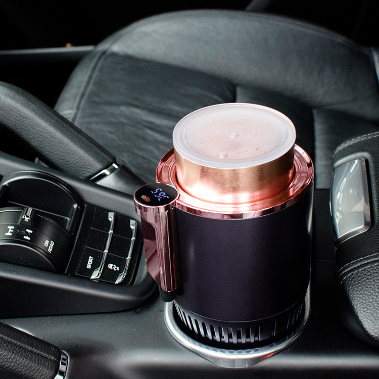 2-in-1 Car Heating & Cooling Cup with Digital Temperature Display – 12V Smart Cup Holder Mini Car Refrigerator – Noor Mart