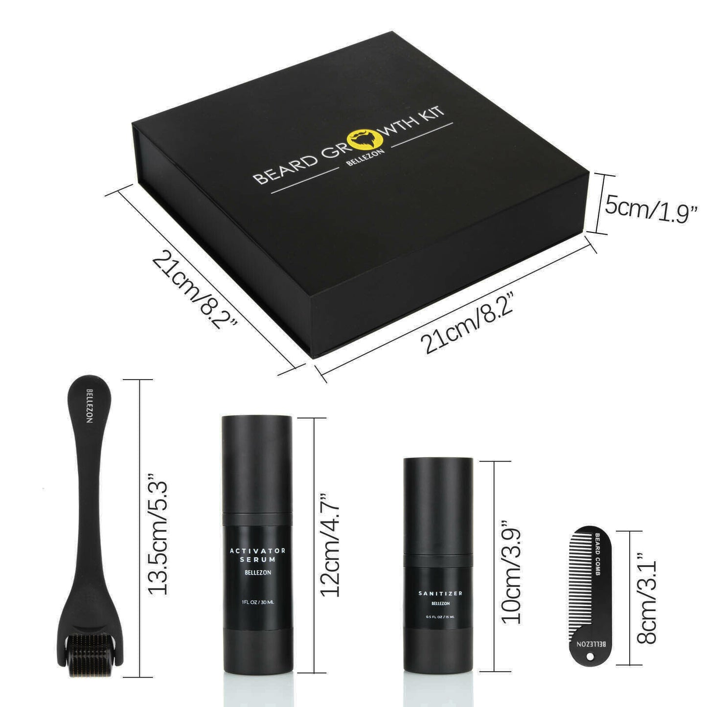 Beard Care Kit – Microneedle Roller, Beard Growth Essence & Comb – Promote Beard Growth – Noor Mart