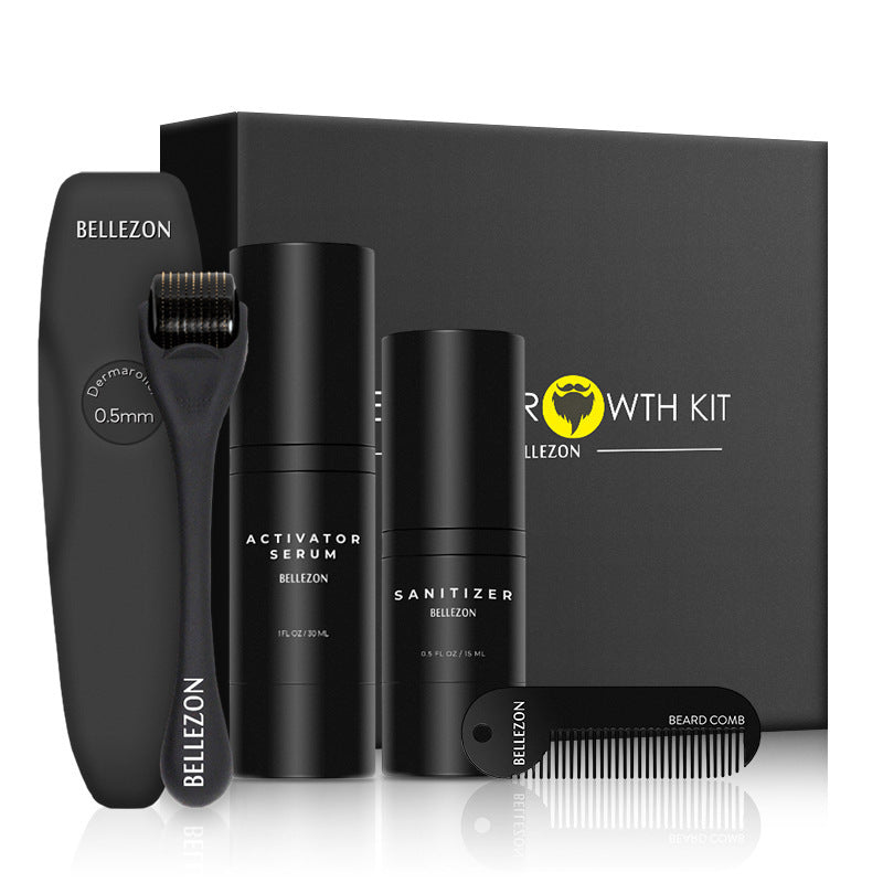 Beard Care Kit – Microneedle Roller, Beard Growth Essence & Comb – Promote Beard Growth – Noor Mart