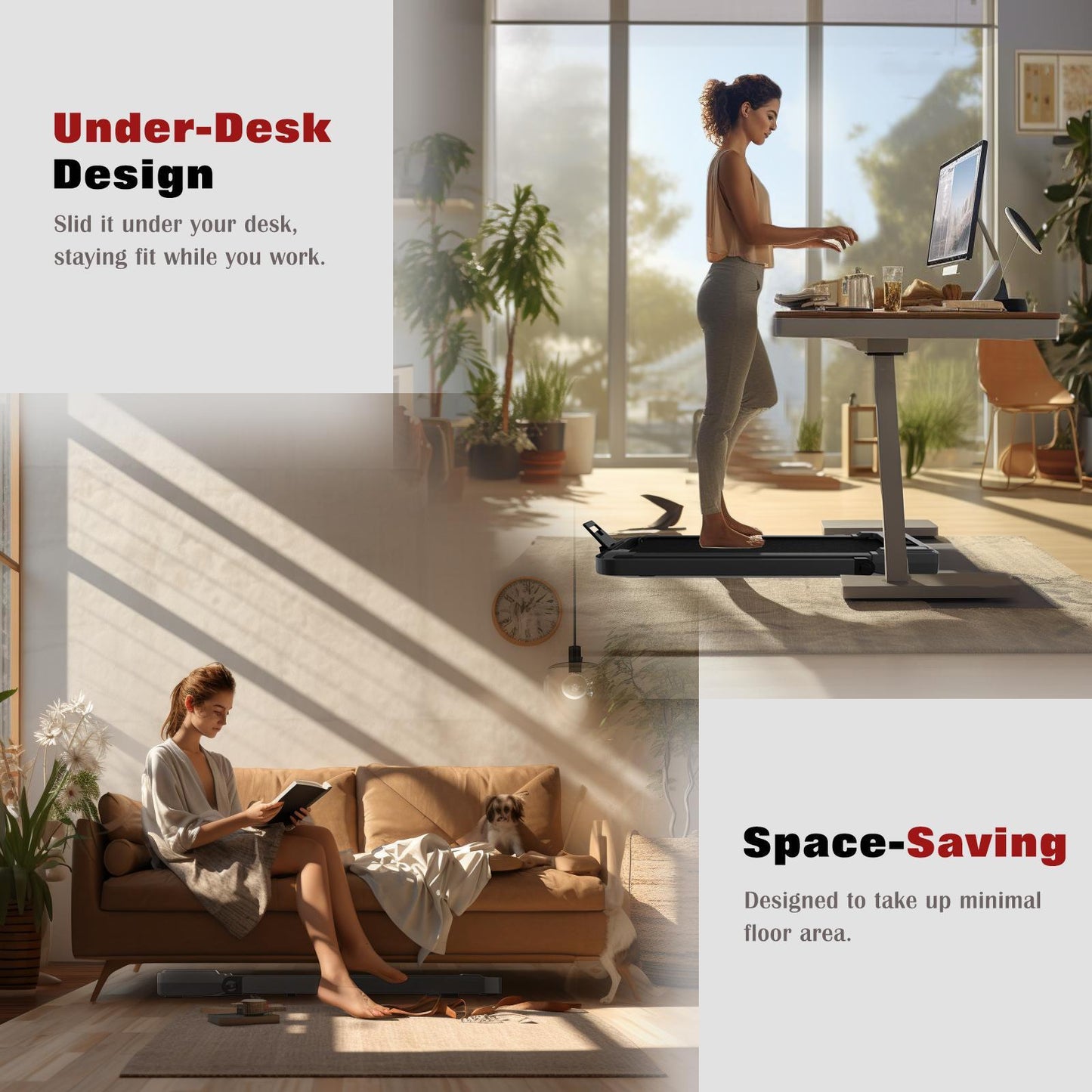 Under Desk Treadmill with Armrests | 2.5HP Foldable Walking Machine for Home & Office – Noor Mart