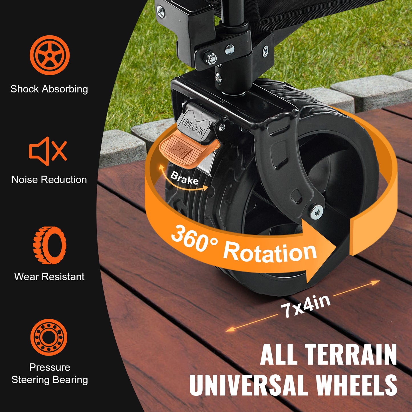 VEVOR Collapsible Folding Wagon Cart with All-Terrain Wheels – Heavy Duty 220L Beach & Garden Wagon with Drink Holders – Max 330 lbs – Noor Mart
