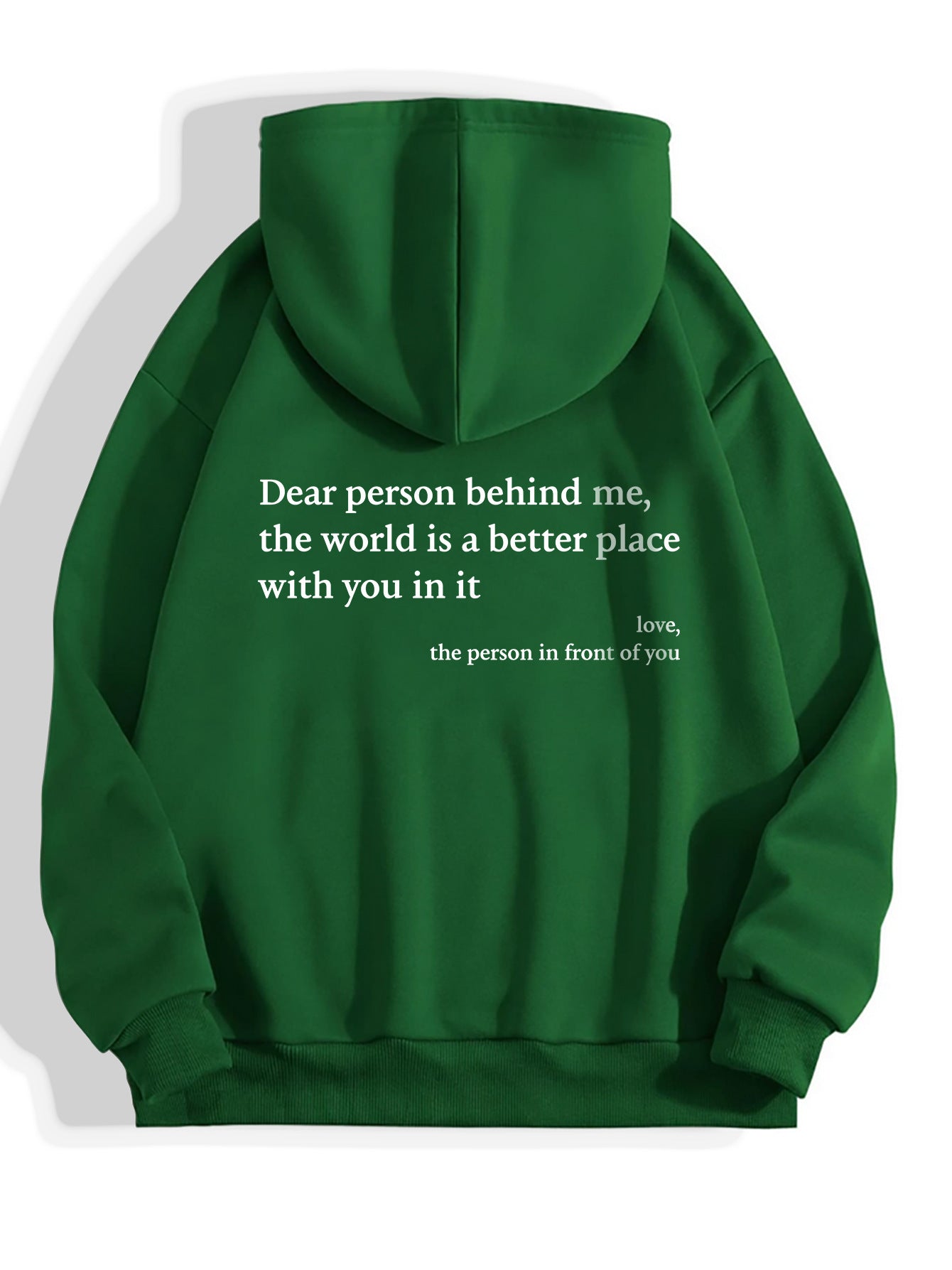 Women’s Plush Letter Printed Hoodie – “Dear Person Behind Me” Kangaroo Pocket Drawstring Sweatshirt – Unisex Trendy Hoodie – Noor Mart