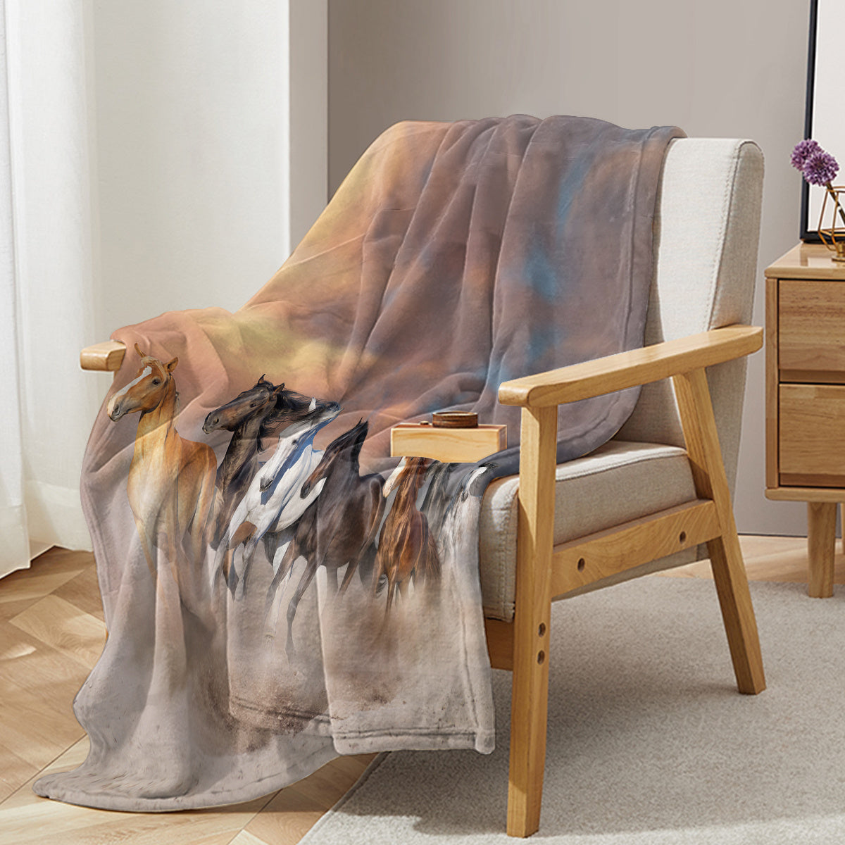 3D Horse Printed Flannel Throw Blanket | Soft Plush Fleece Blanket for Couch & Bed – Noor Mart