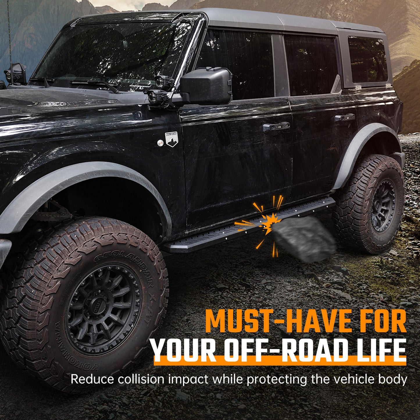 Running Boards for Ford Bronco 4-Door 2021-2024 | Black Anti-Slip Drop Down Step Bars – Noor Mart