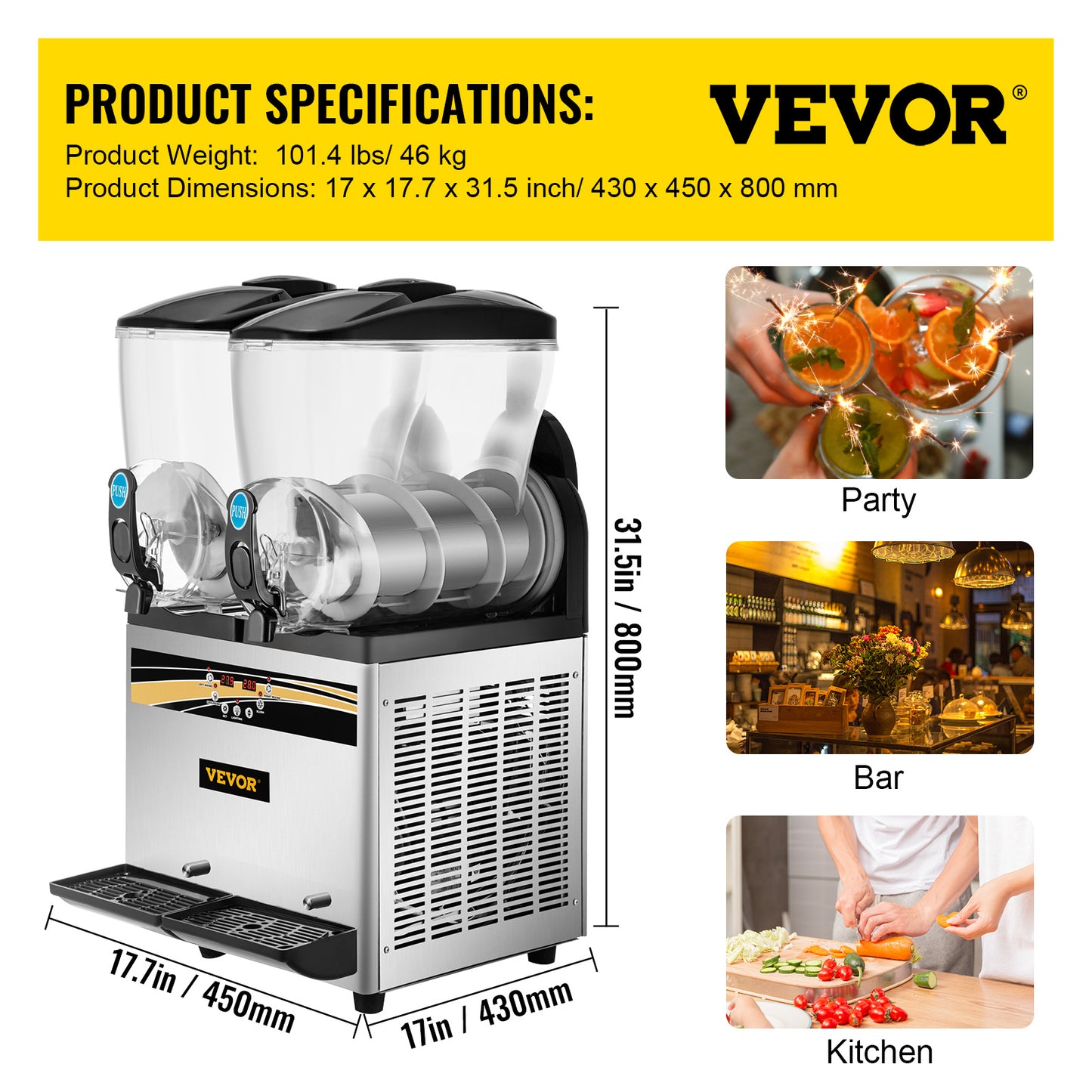 VEVOR Margarita Machine 15L x2 Tank – Commercial Slushy & Smoothie Drink Maker for Bars, Restaurants, Cafes, Supermarkets & Home – Noor Mart
