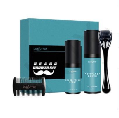 Beard Care Kit – Microneedle Roller, Beard Growth Essence & Comb – Promote Beard Growth – Noor Mart