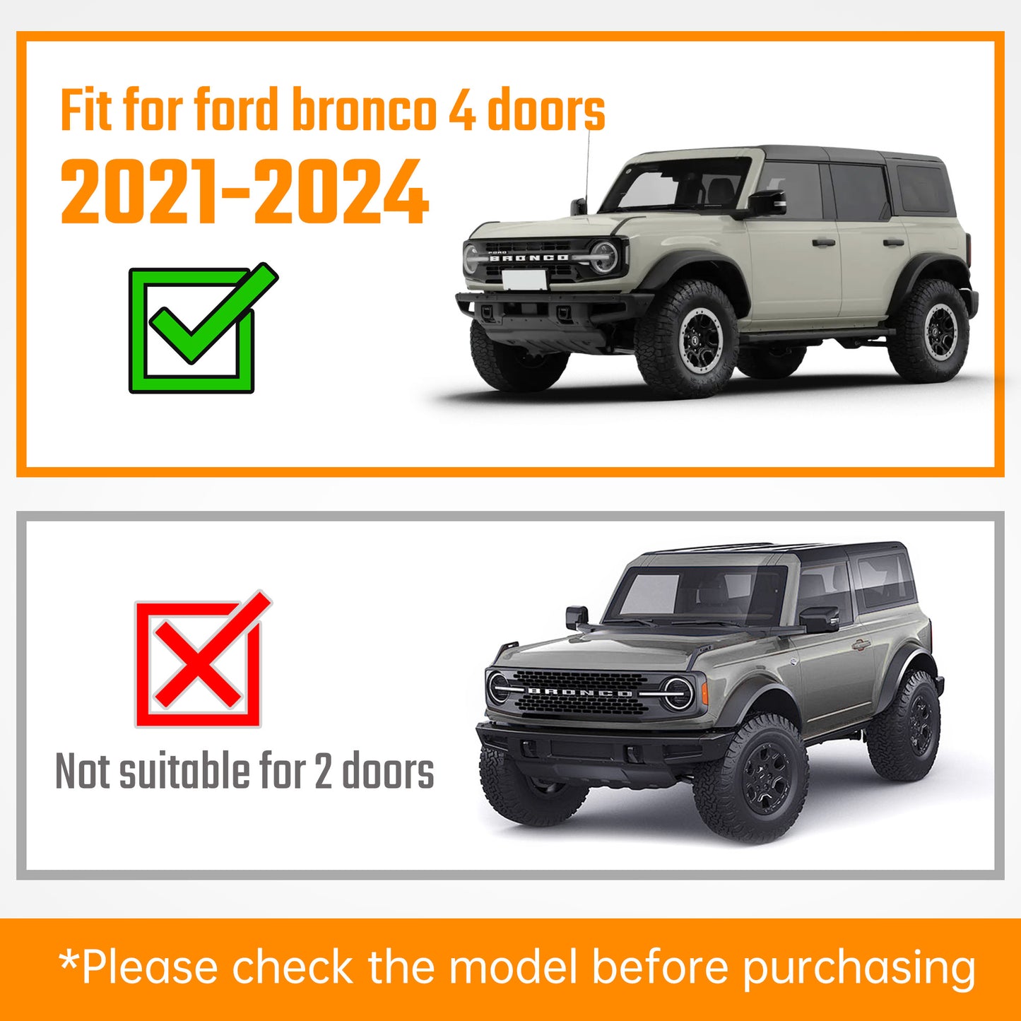 Running Boards for Ford Bronco 4-Door 2021-2024 | Black Anti-Slip Drop Down Step Bars – Noor Mart