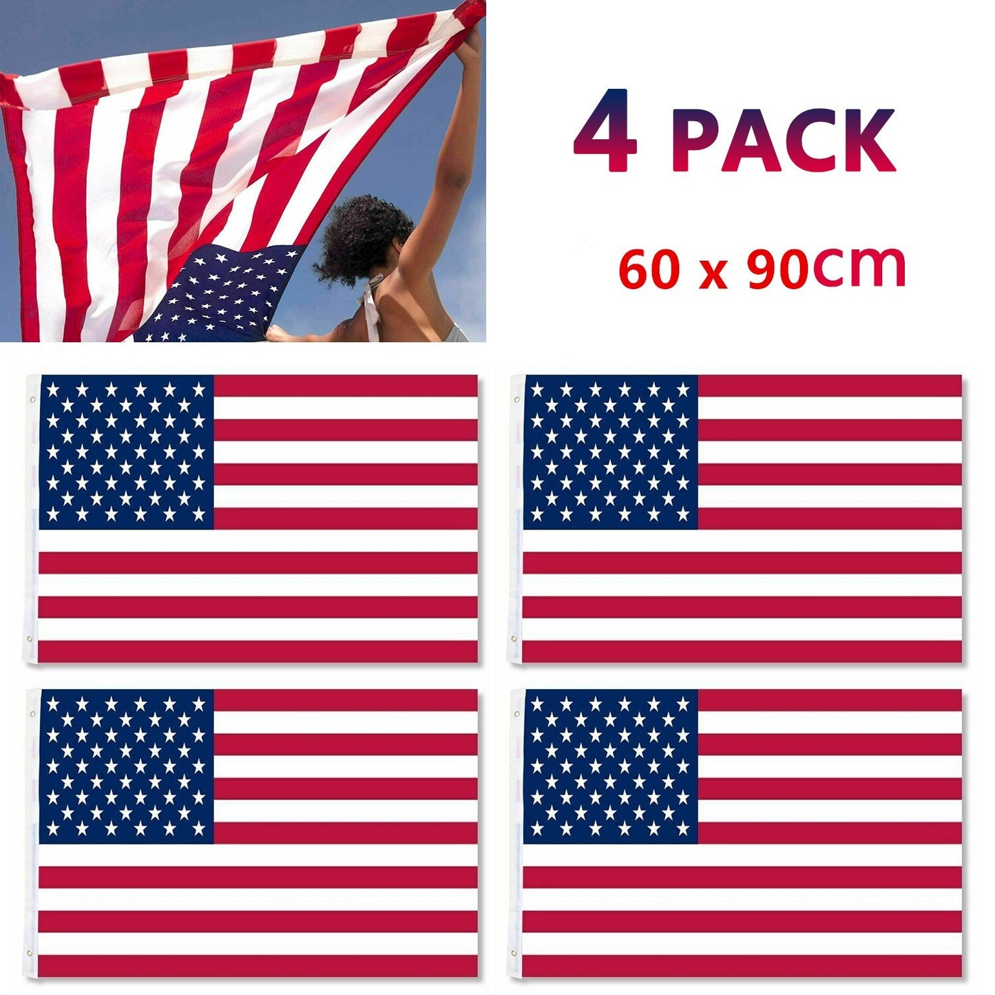 2 X 3 FT American Flag US USA National Double Sided Polyester Brass Grommets 60x90cm Flag – Noor Mart