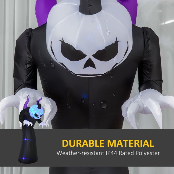 8ft Inflatable Halloween Skeleton Ghost with LED & Flame Lights – Outdoor Yard Decoration – Noor Mart