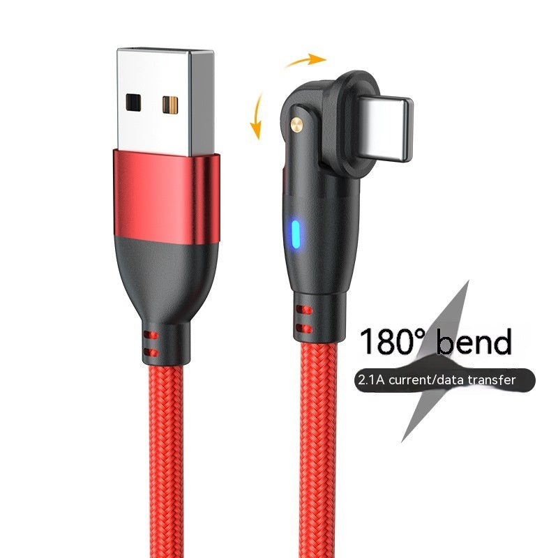 180° Bending Fast Charging Data Cable – Android USB Type-C 3A – Noor Mart