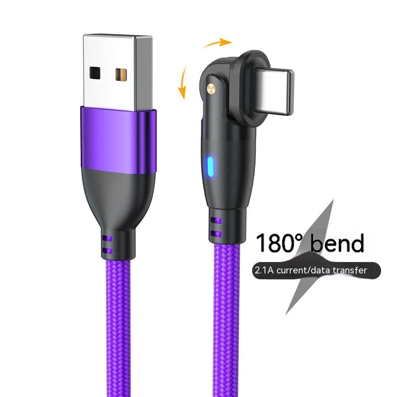 180° Bending Fast Charging Data Cable – Android USB Type-C 3A – Noor Mart