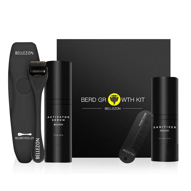 Beard Care Kit – Microneedle Roller, Beard Growth Essence & Comb – Promote Beard Growth – Noor Mart