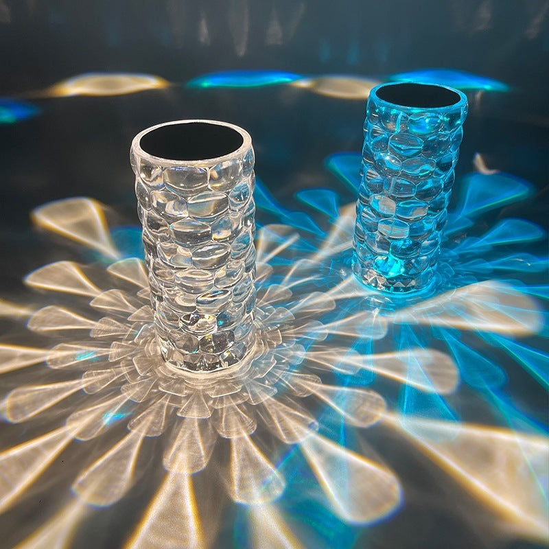 Nordic Crystal USB Table Lamp | Touch Dimming Diamond Night Light & Rose Projector – Noor Mart