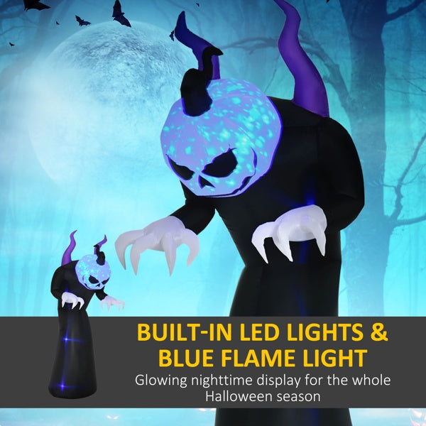 8ft Inflatable Halloween Skeleton Ghost with LED & Flame Lights – Outdoor Yard Decoration – Noor Mart