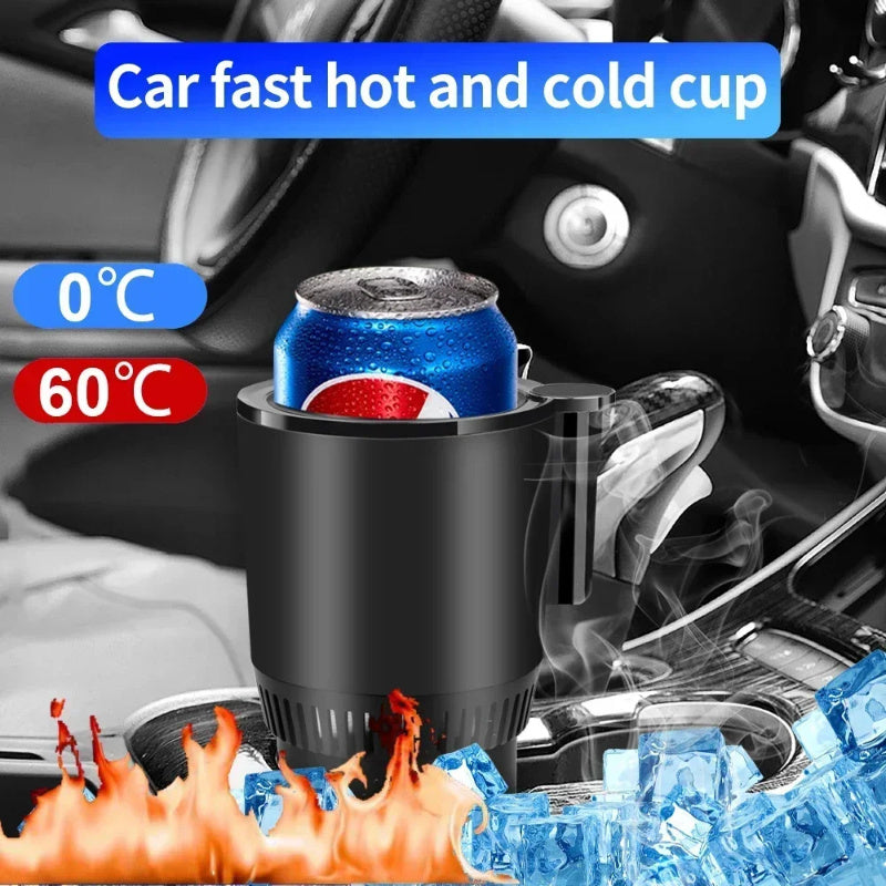 2-in-1 Car Heating & Cooling Cup with Digital Temperature Display – 12V Smart Cup Holder Mini Car Refrigerator – Noor Mart