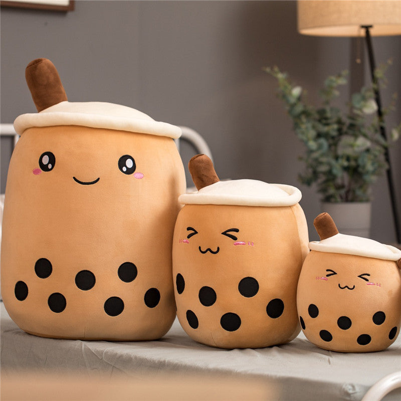 Cute Strawberry Milk Tea Plush Toy – Soft Boba Bubble Tea Cup Pillow Cushion for Kids & Gifts – Noor Mart