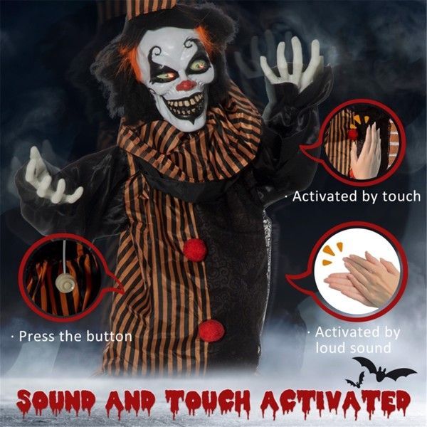 Animated Halloween Clown Decoration with Red LED Eyes & Creepy Sounds – Indoor/Outdoor Prop – Noor Mart