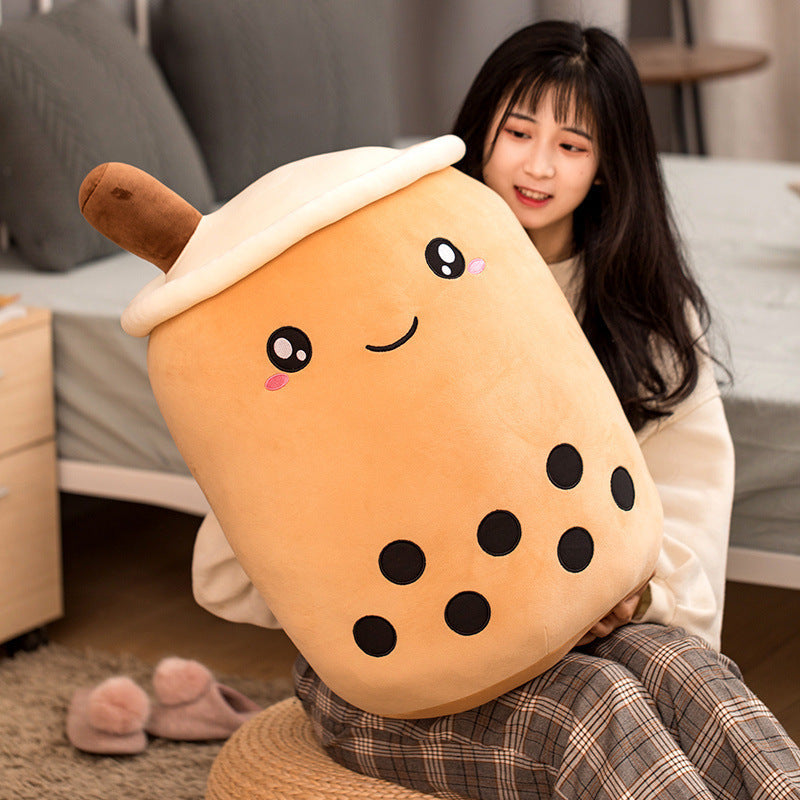 Cute Strawberry Milk Tea Plush Toy – Soft Boba Bubble Tea Cup Pillow Cushion for Kids & Gifts – Noor Mart