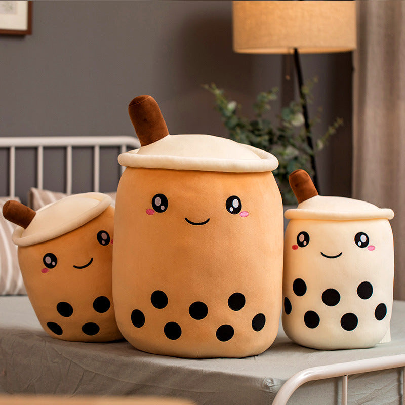 Cute Strawberry Milk Tea Plush Toy – Soft Boba Bubble Tea Cup Pillow Cushion for Kids & Gifts – Noor Mart