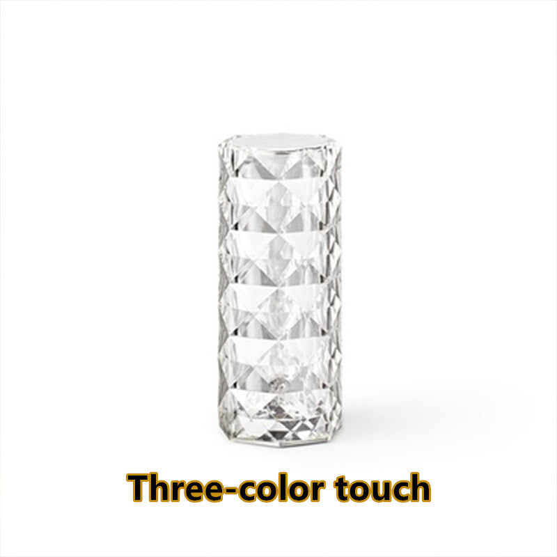 Nordic Crystal USB Table Lamp | Touch Dimming Diamond Night Light & Rose Projector – Noor Mart