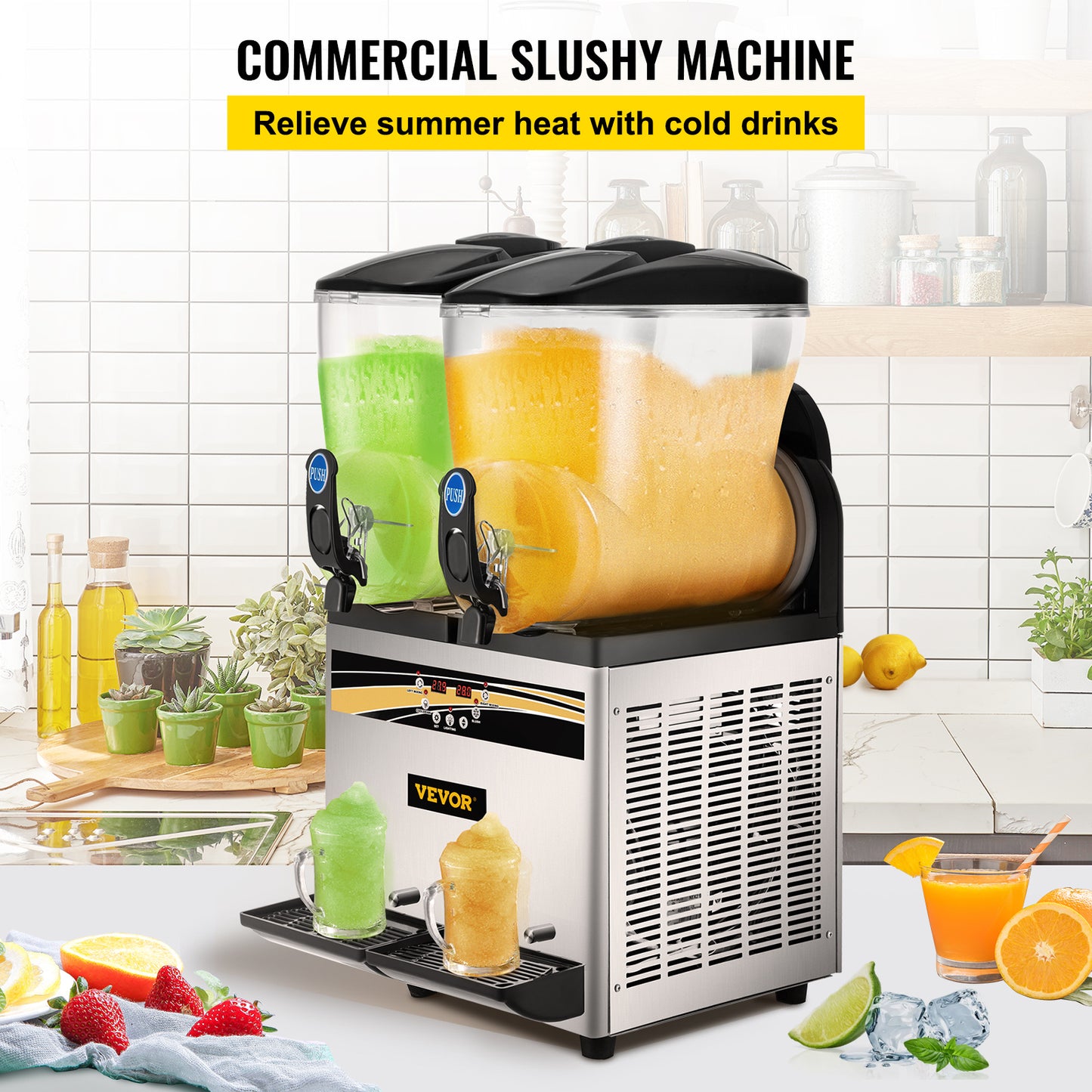 VEVOR Margarita Machine 15L x2 Tank – Commercial Slushy & Smoothie Drink Maker for Bars, Restaurants, Cafes, Supermarkets & Home – Noor Mart