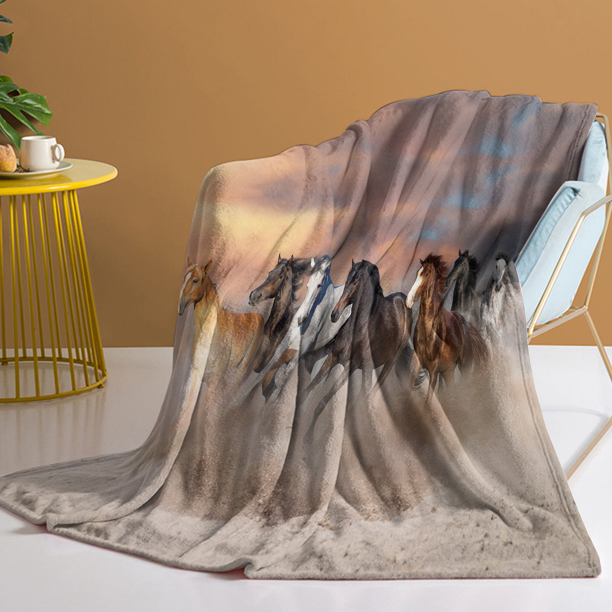 3D Horse Printed Flannel Throw Blanket | Soft Plush Fleece Blanket for Couch & Bed – Noor Mart