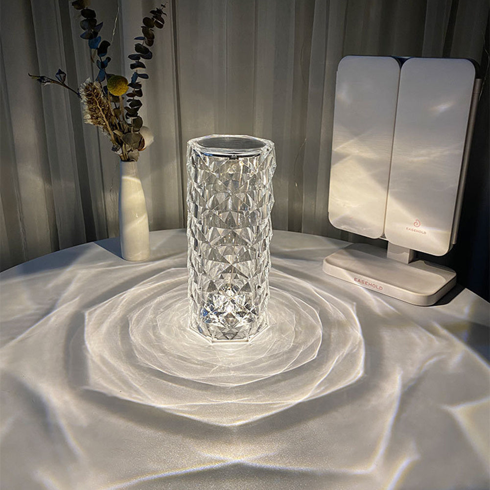Nordic Crystal USB Table Lamp | Touch Dimming Diamond Night Light & Rose Projector – Noor Mart