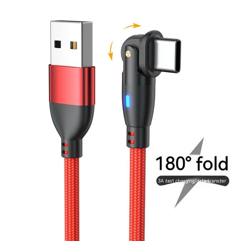 180° Bending Fast Charging Data Cable – Android USB Type-C 3A – Noor Mart