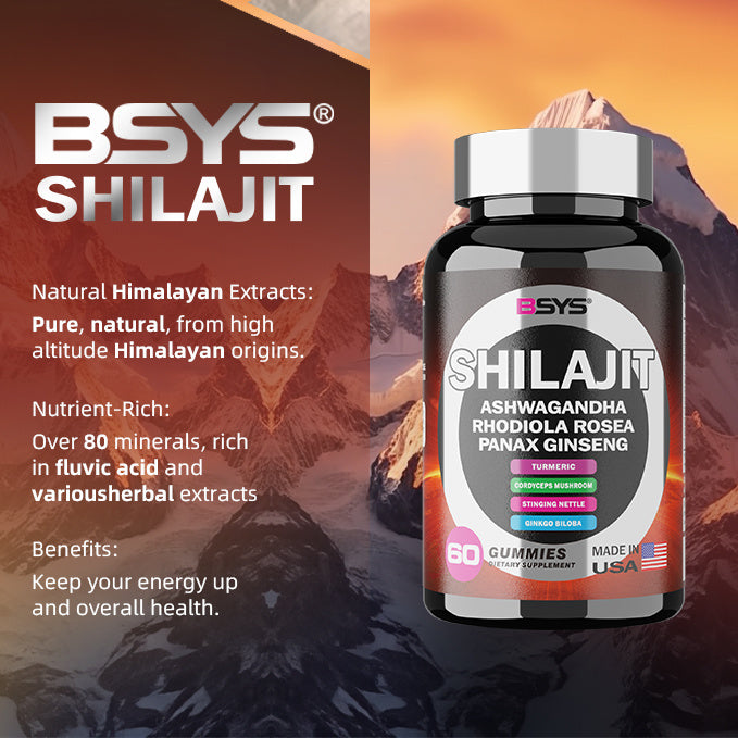 BSYS 8-in-1 Shilajit Gummies – 60 Count | Energy, Strength & Wellness Support – Noor Mart