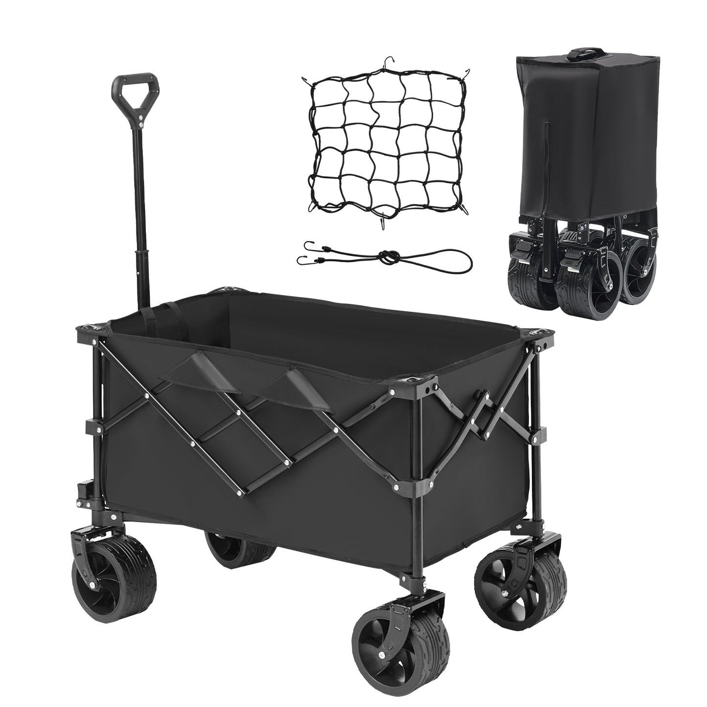 VEVOR Collapsible Folding Wagon Cart with All-Terrain Wheels – Heavy Duty 220L Beach & Garden Wagon with Drink Holders – Max 330 lbs – Noor Mart