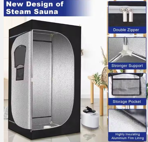 Portable Steam Sauna Tent with 2.6L Steamer – Foldable Full Body Home Sauna Spa – USA Warehouse Free Shipping – Noor Mart