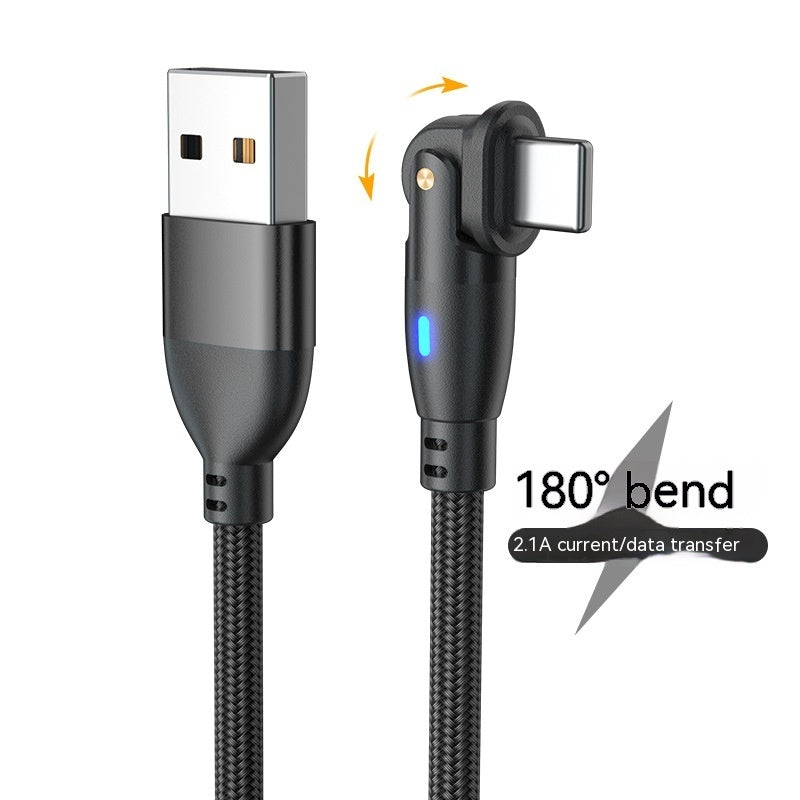 180° Bending Fast Charging Data Cable – Android USB Type-C 3A – Noor Mart
