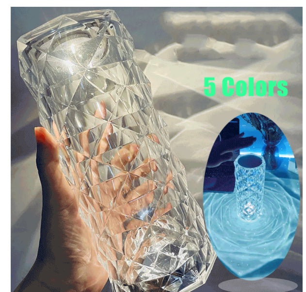 Nordic Crystal USB Table Lamp | Touch Dimming Diamond Night Light & Rose Projector – Noor Mart