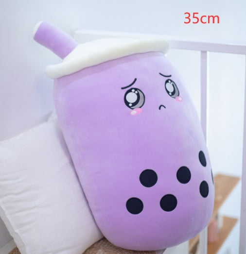 Cute Strawberry Milk Tea Plush Toy – Soft Boba Bubble Tea Cup Pillow Cushion for Kids & Gifts – Noor Mart