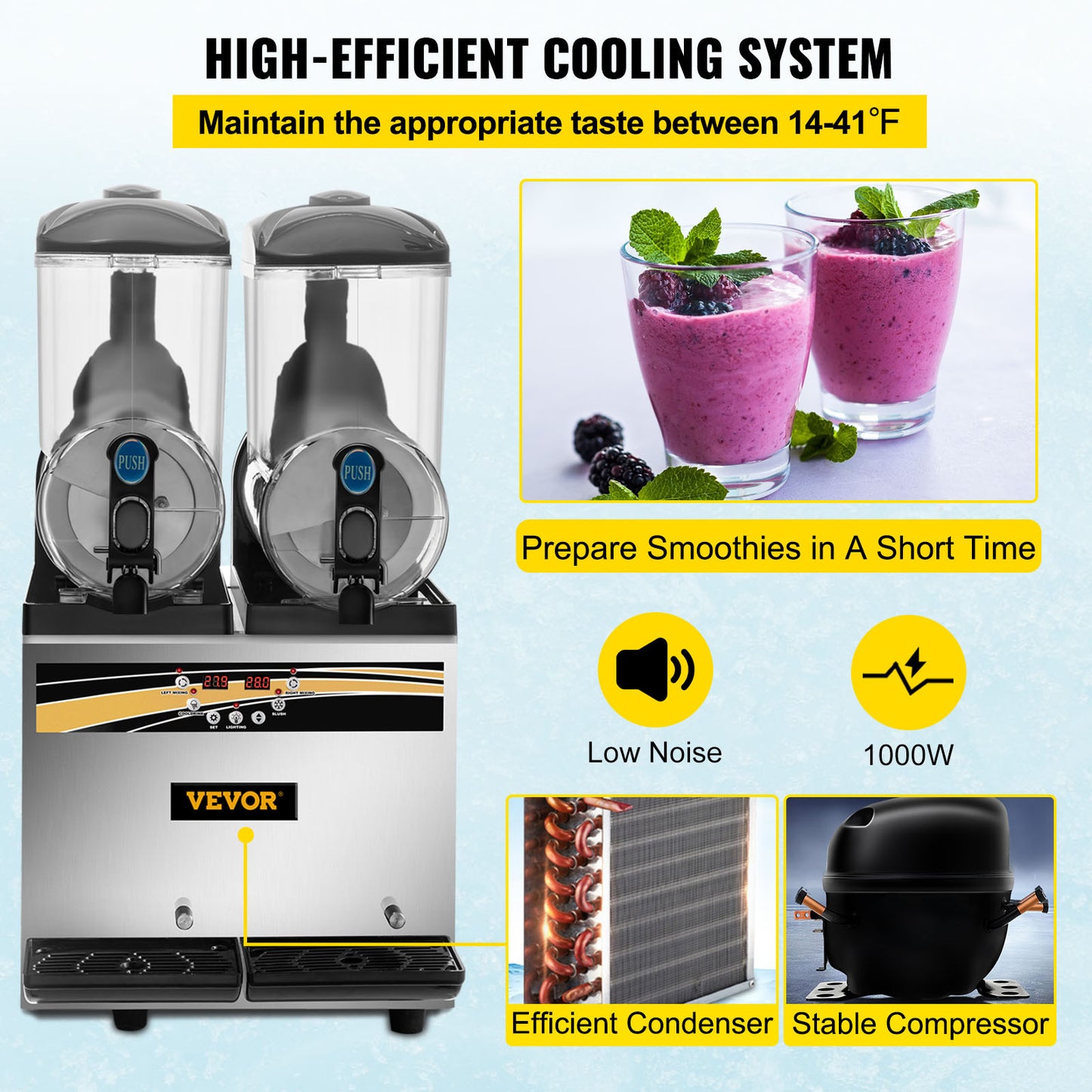 VEVOR Margarita Machine 15L x2 Tank – Commercial Slushy & Smoothie Drink Maker for Bars, Restaurants, Cafes, Supermarkets & Home – Noor Mart