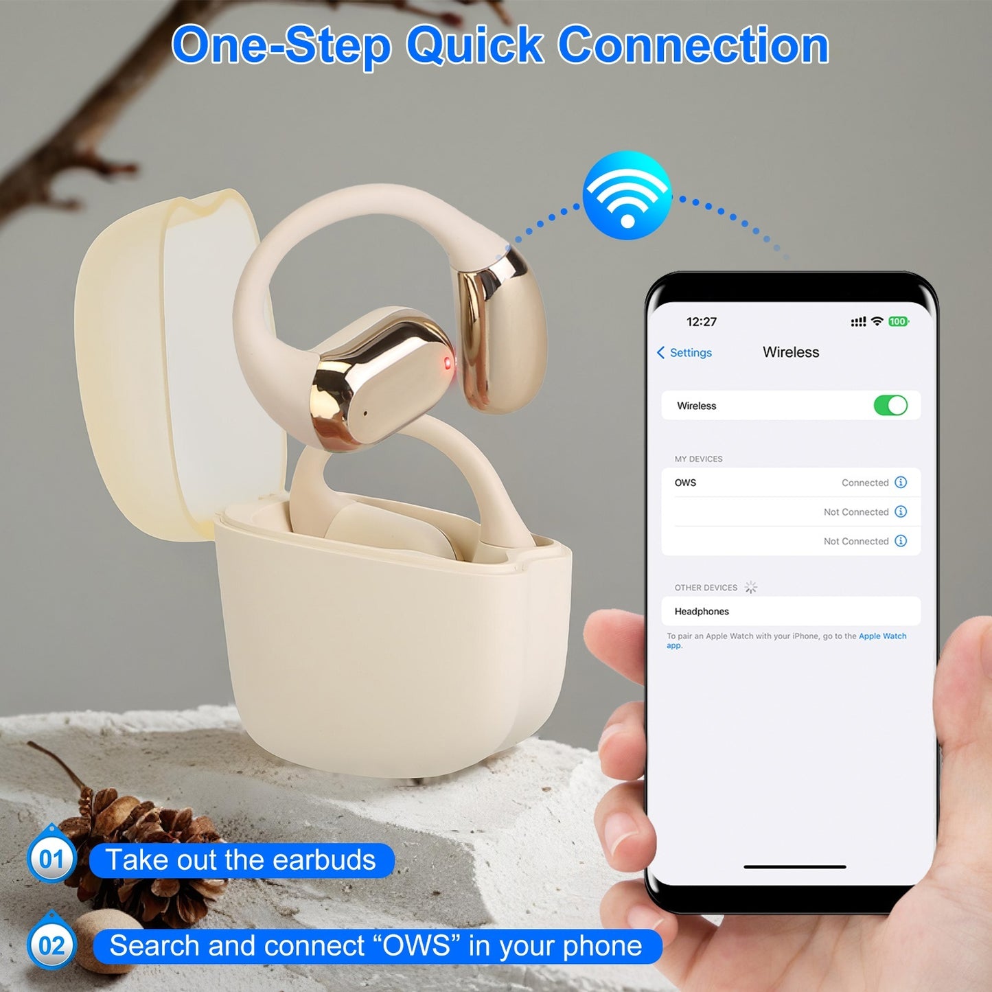 Wireless V5.4 Open Ear Earbuds with Earhook | LED Display Charging Case & Sport Headphones – Noor Mart