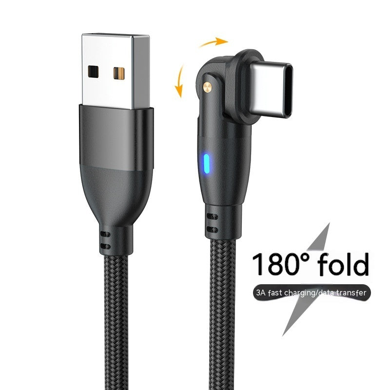 180° Bending Fast Charging Data Cable – Android USB Type-C 3A – Noor Mart