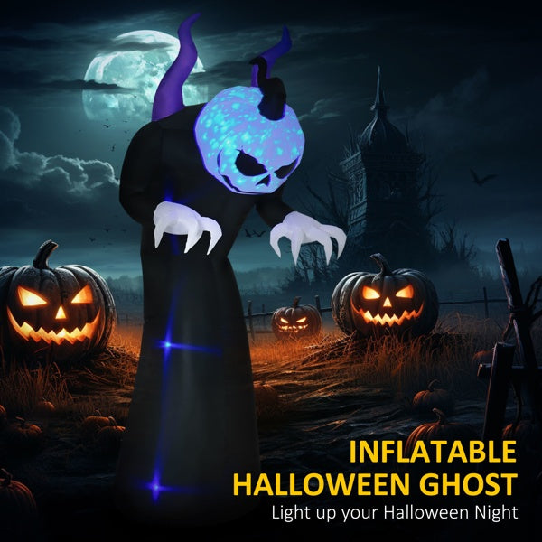 8ft Inflatable Halloween Skeleton Ghost with LED & Flame Lights – Outdoor Yard Decoration – Noor Mart