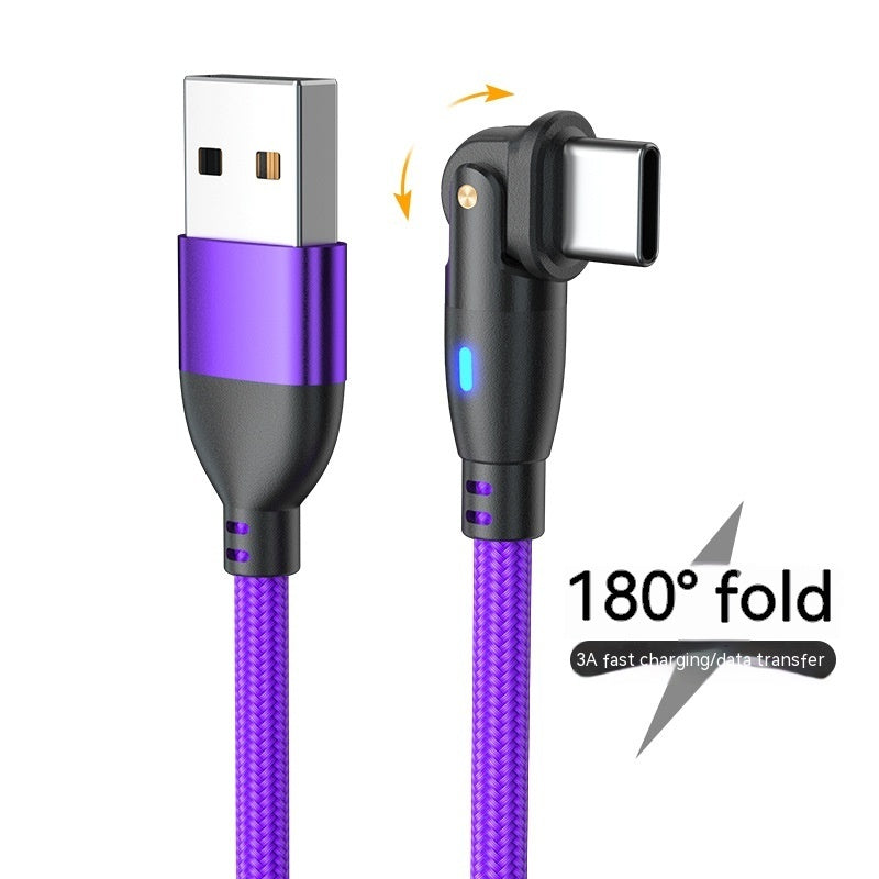 180° Bending Fast Charging Data Cable – Android USB Type-C 3A – Noor Mart