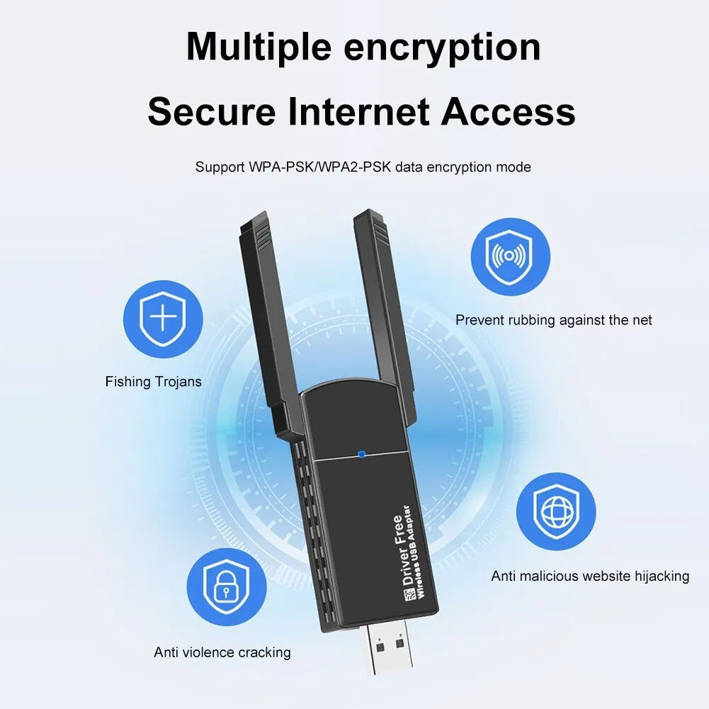 USB 3.0 WiFi Adapter 1300Mbps – Dual Band 5GHz/2.4GHz Long Range Wireless Network Dongle – Noor Mart