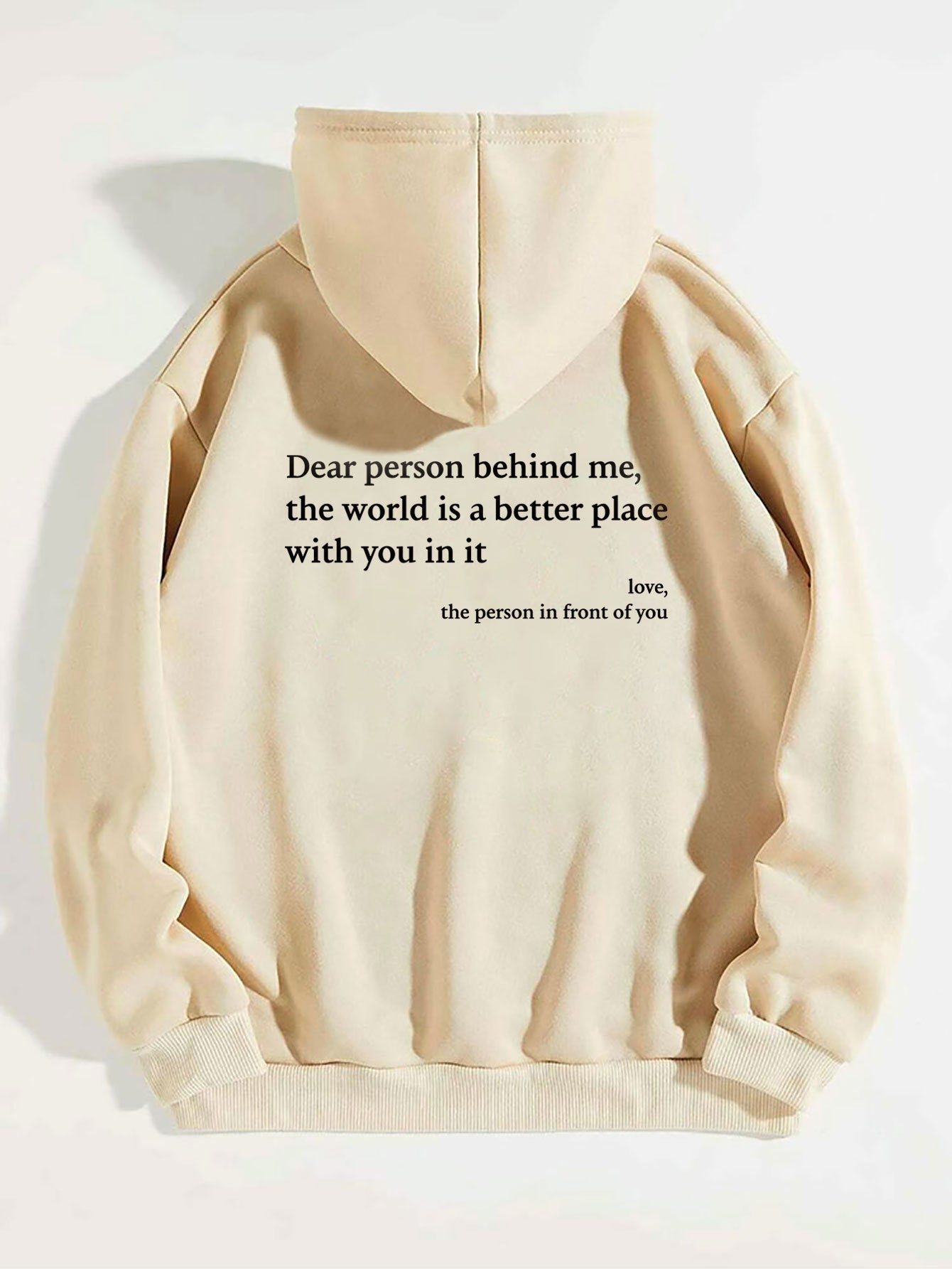 Women’s Plush Letter Printed Hoodie – “Dear Person Behind Me” Kangaroo Pocket Drawstring Sweatshirt – Unisex Trendy Hoodie – Noor Mart