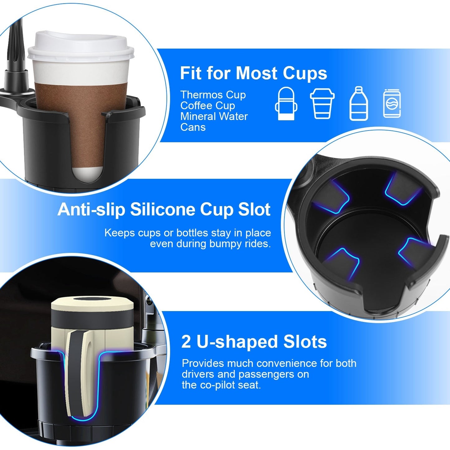2-in-1 Car Cup Phone Holder with 360° Rotating Gooseneck – Adjustable Base Drink & Phone Mount for Vehicles – Noor Mart