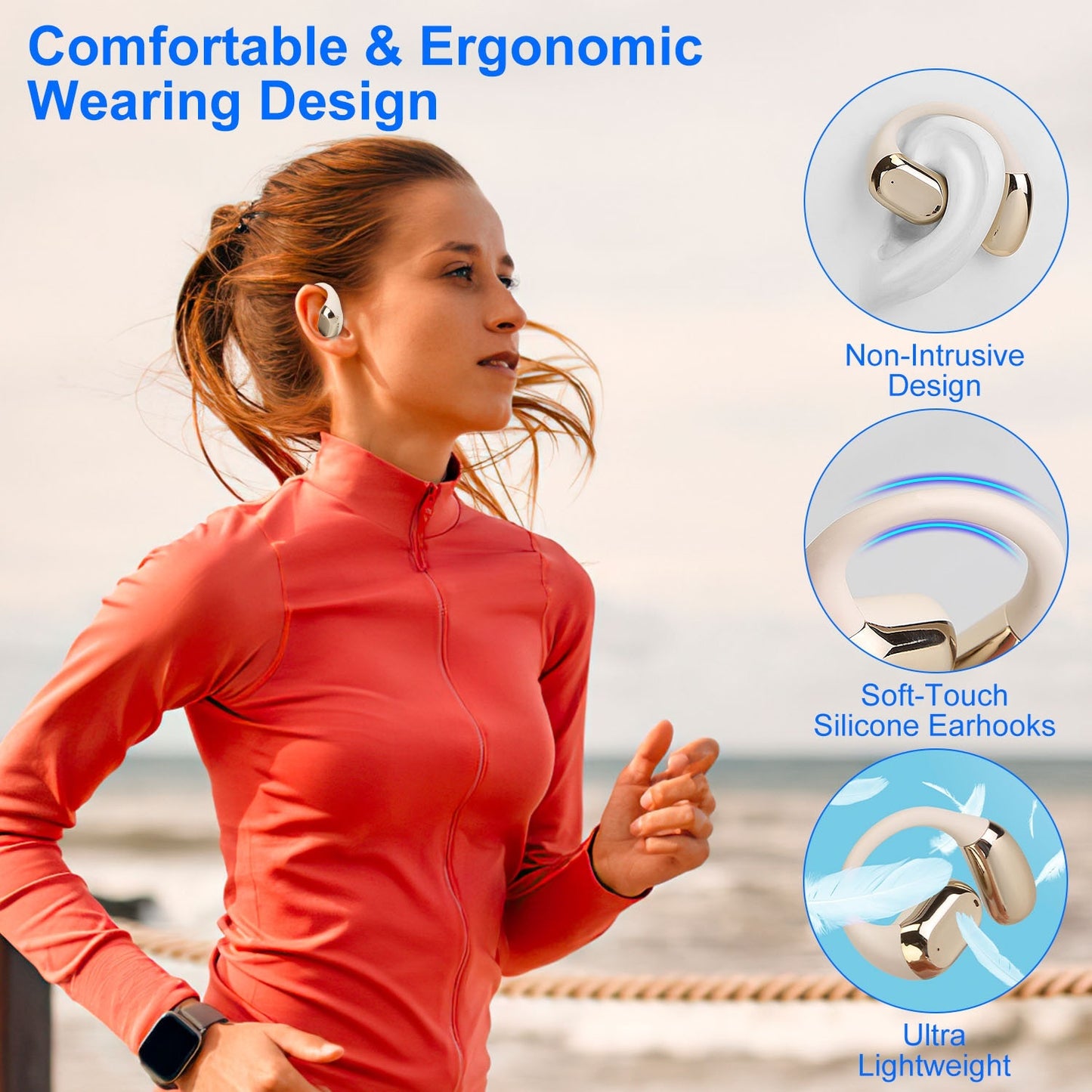 Wireless V5.4 Open Ear Earbuds with Earhook | LED Display Charging Case & Sport Headphones – Noor Mart