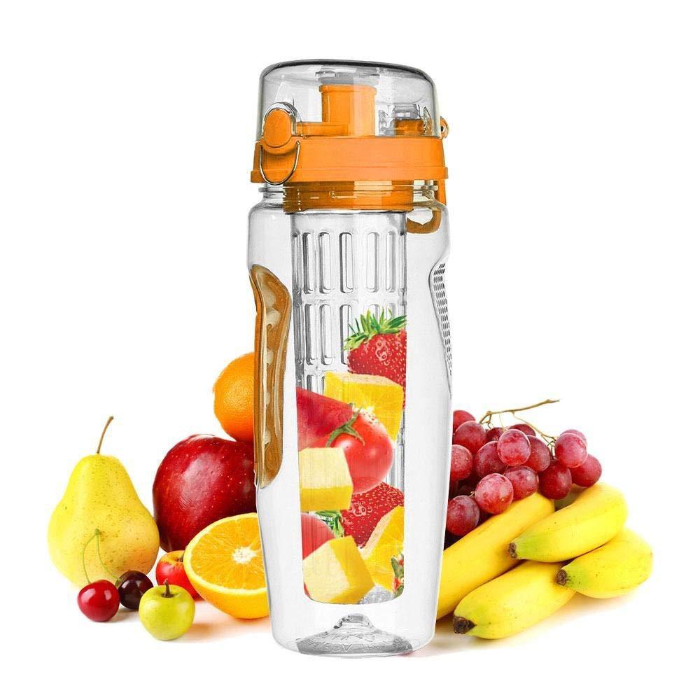 32Oz Fruit Infuser Water Bottle – BPA Free Plastic Sports Bottle with Juice Shaker & Infuser Insert – Noor Mart