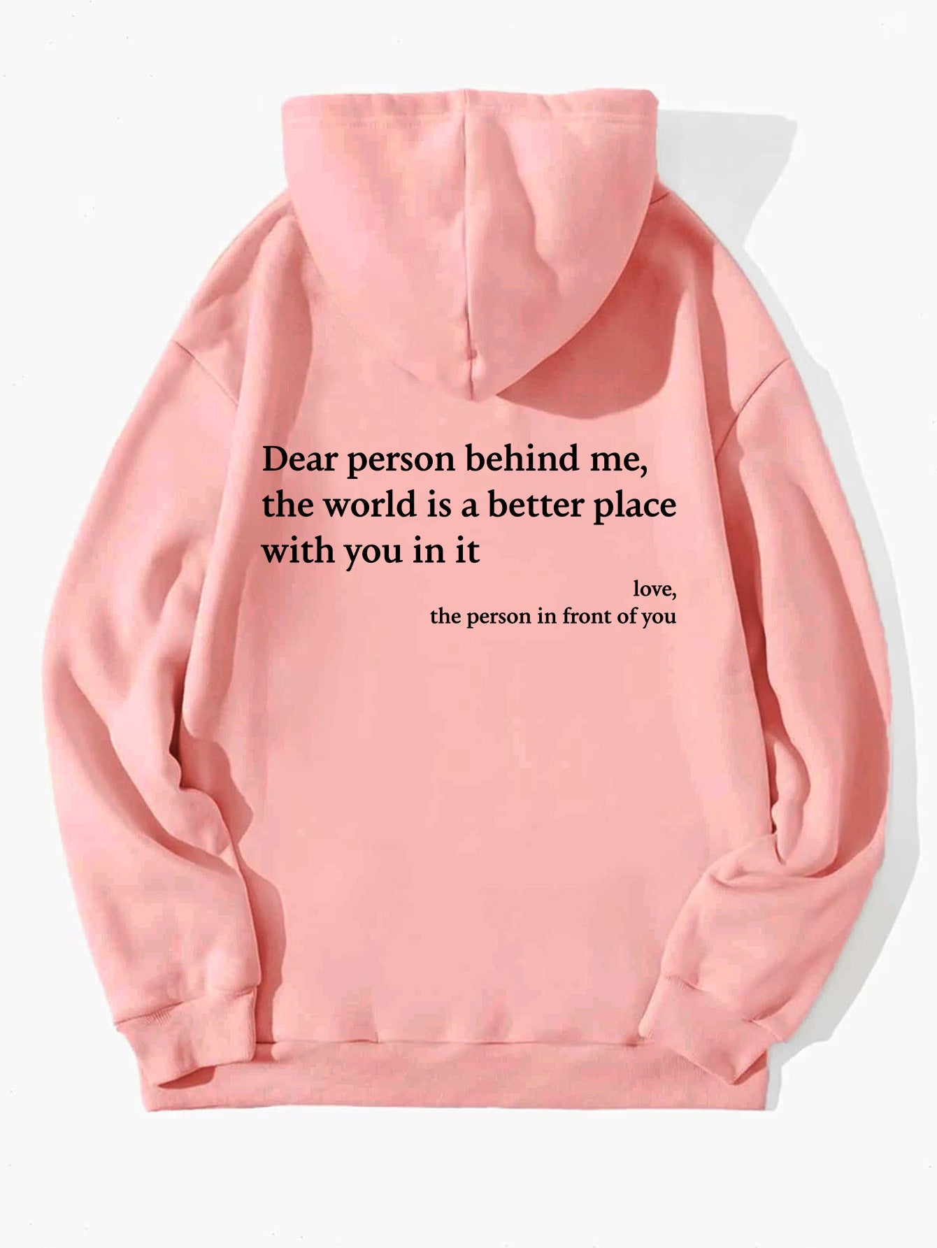 Women’s Plush Letter Printed Hoodie – “Dear Person Behind Me” Kangaroo Pocket Drawstring Sweatshirt – Unisex Trendy Hoodie – Noor Mart