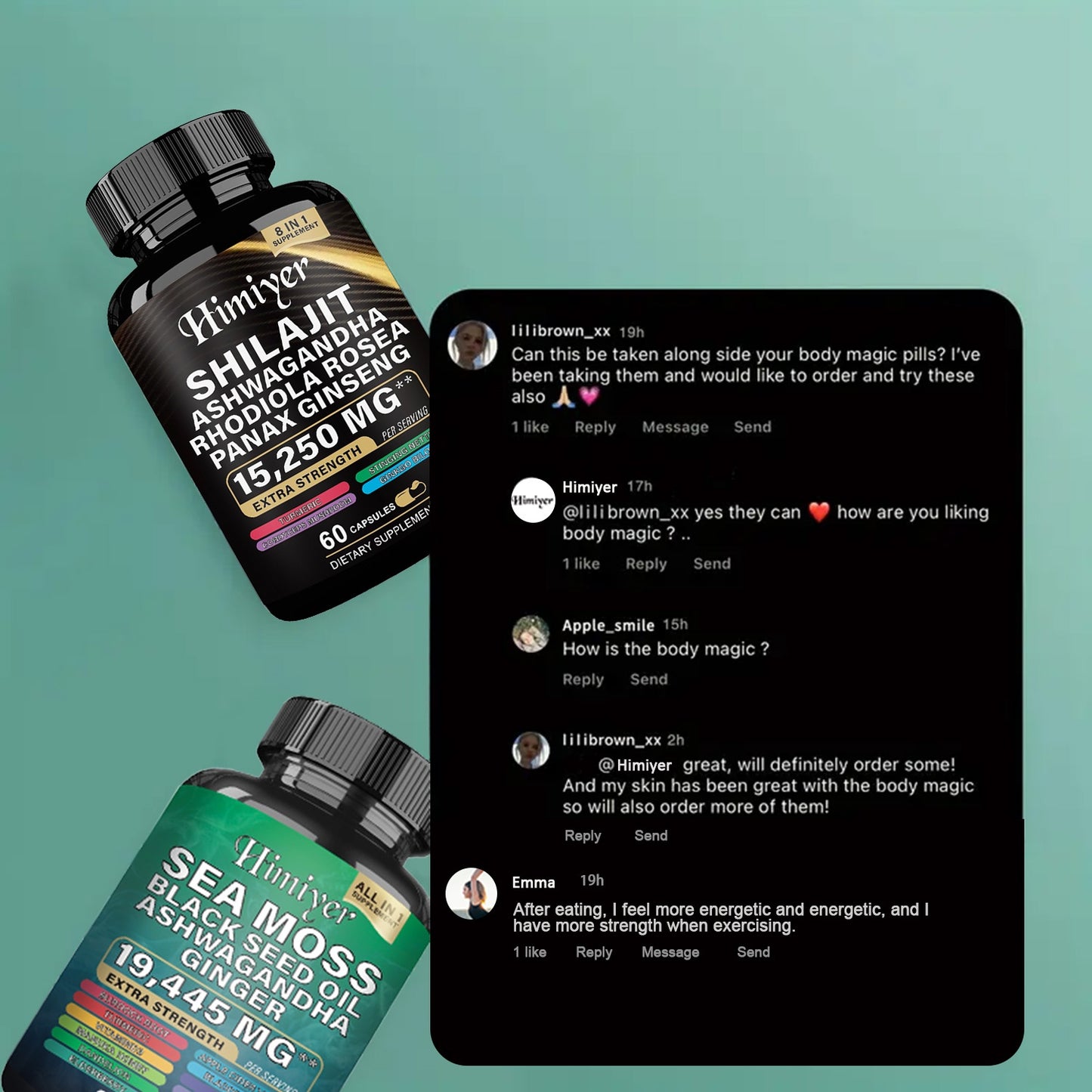 Sea Moss & Shilajit Supplement Bundle – Black Seed Oil, Ashwagandha, Ginger, Rhodiola & Panax Ginseng | Extra Strength Capsules – Noor Mart