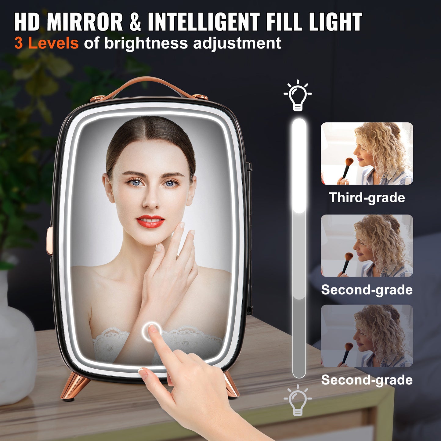 Vevor Mini Fridge 6L Skincare Fridge with LED Light & HD Mirror – AC DC Makeup Fridge, Cosmetic Storage – Noor Mart