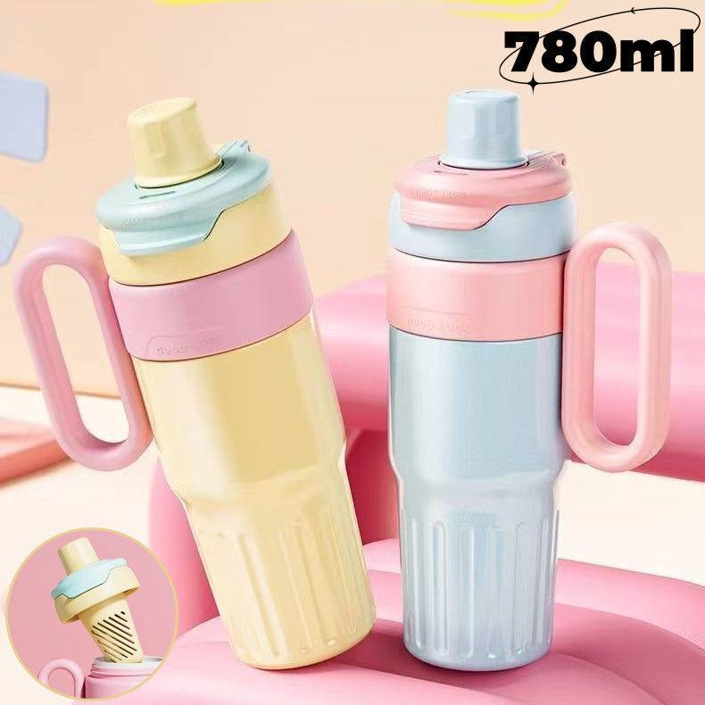 780ml Gradient Double Drink Thermal Cup – Stainless Steel Coffee Thermos with Lid & Straw – Large Capacity Travel Mug for Men & Women – Noor Mart