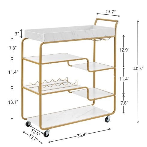 6-Tier Retro Style Bar Cart with Wine Rack & Glass Holder – Rolling Beverage Serving Trolley for Kitchen, Dining & Living Room – Noor Mart